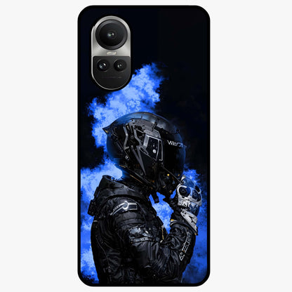 Cyber Sentinel Protocol Glass Case showing flat back view with futuristic cyber themed artwork and glossy glass finish.
