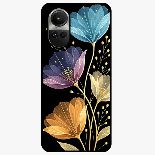 Delicate Multicolor Flowers Glass Case showing flat back view with vibrant floral artwork and glossy glass finish.