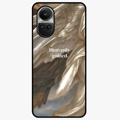 Divine Winged Grace Glass Case showing flat back view with elegant wing inspired artwork and glossy glass finish.