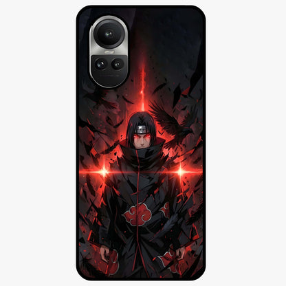 Focused Blade Discipline Glass Case showing flat back view with warrior sword themed artwork and glossy glass finish.