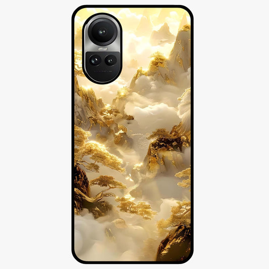 Gates Of Illumination Glass Case showing flat back view with mystical illuminated gate artwork and glossy glass finish.