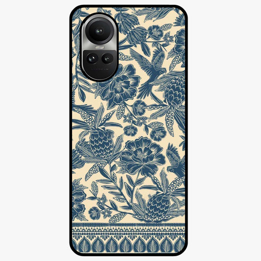 Heirloom Wild Bloom Glass Case showing flat back view with vintage inspired wild flower artwork and glossy glass finish.