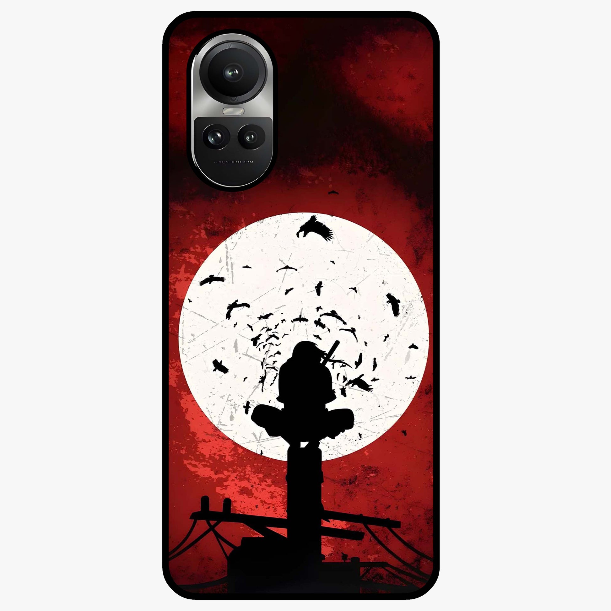 Itachi Limited Edition Naruto Anime Glass Case showing flat back view with iconic anime character artwork and glossy glass finish.