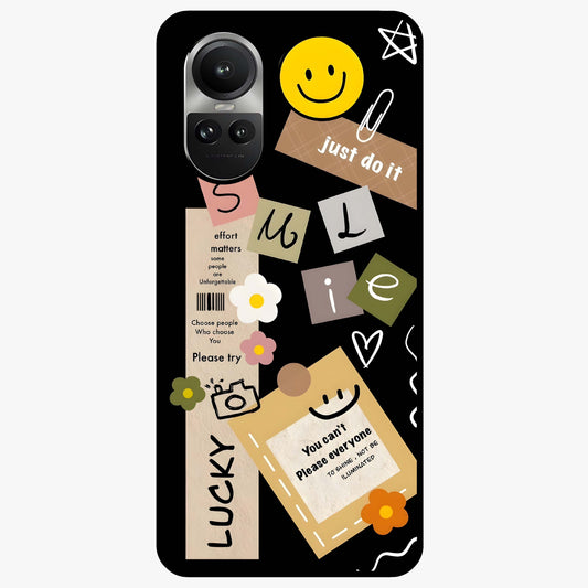 Lucky Aesthetic Collage Glass Case showing flat back view with trendy aesthetic collage artwork and glossy glass finish.