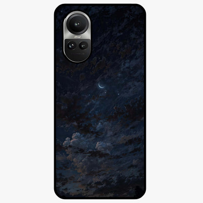 Lunar Veil Silence Glass Case showing flat back view with mystical moon veil artwork and glossy glass finish.