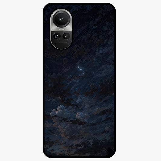 Lunar Veil Silence Glass Case showing flat back view with mystical moon veil artwork and glossy glass finish.