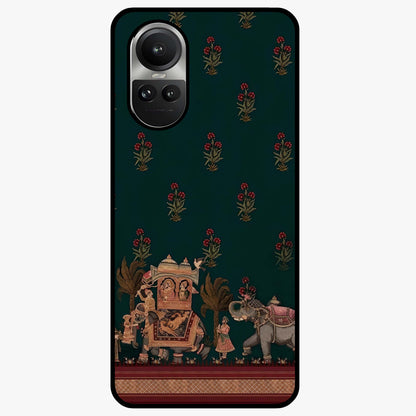 Macmerise Glass Case showing flat back view with stylish modern artwork and glossy glass finish.