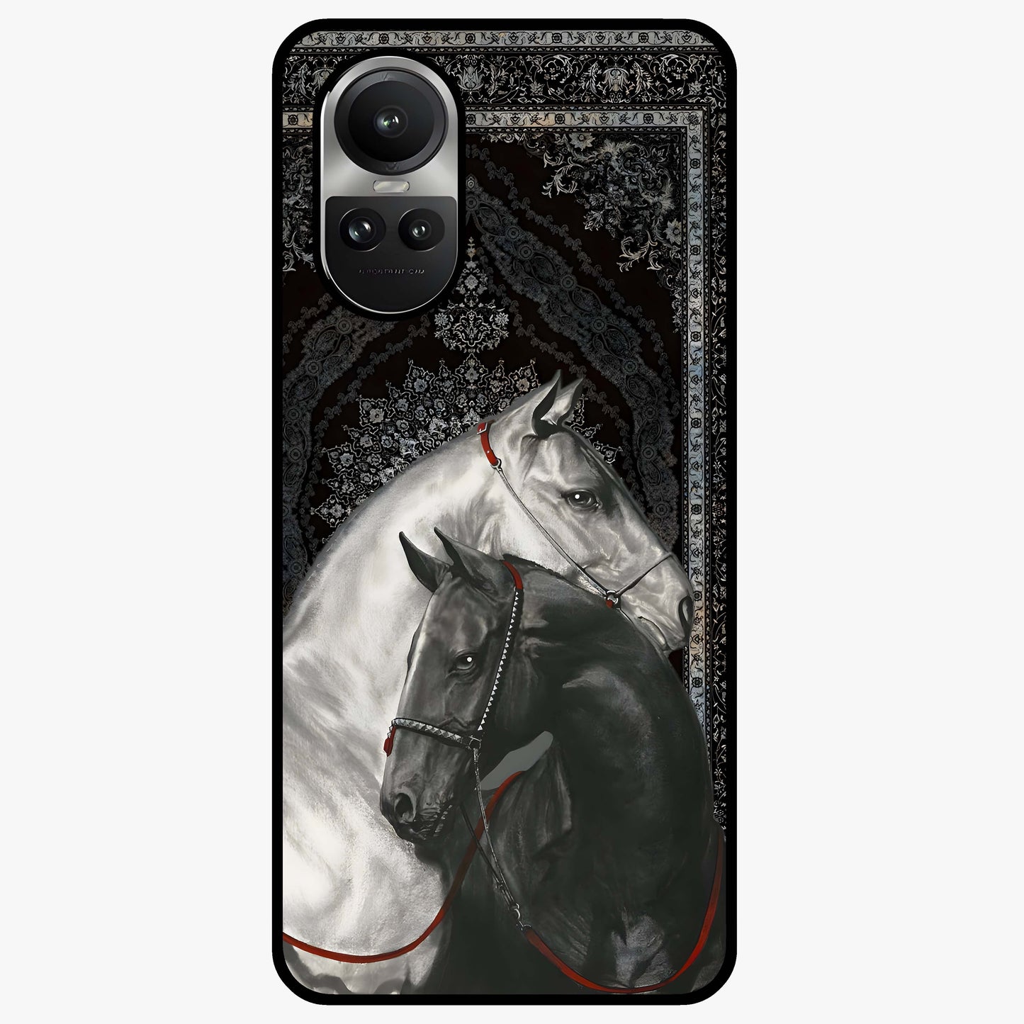 Majestic Ride Legacy Glass Case showing flat back view with powerful automotive inspired artwork and glossy glass finish.