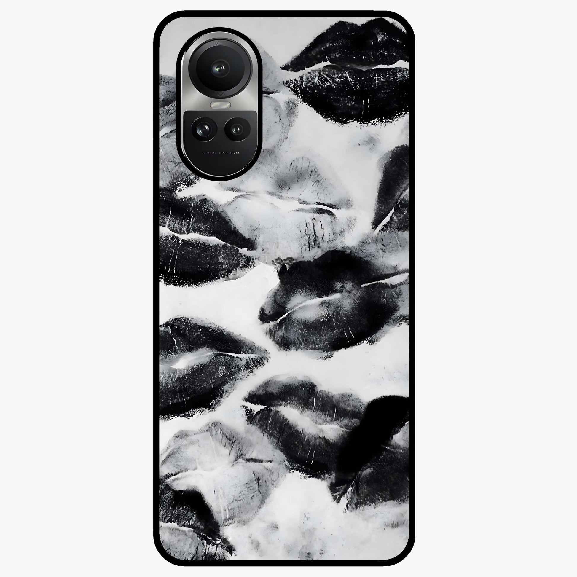 Midnight Kiss Marks Glass Case showing flat back view with lipstick kiss mark artwork and glossy glass finish.