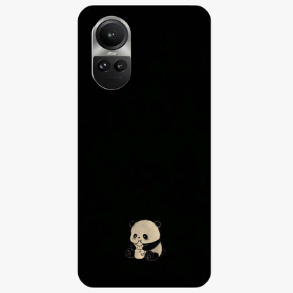 Midnight Panda Love Glass Case showing flat back view with cute panda themed artwork and glossy glass finish.