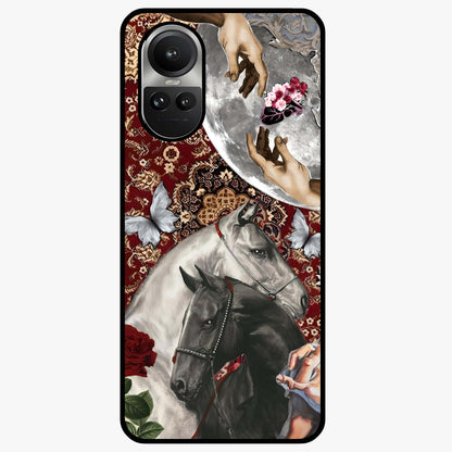 Moonlit Royal Stallion Glass Case showing flat back view with majestic horse under moonlight artwork and glossy glass finish.