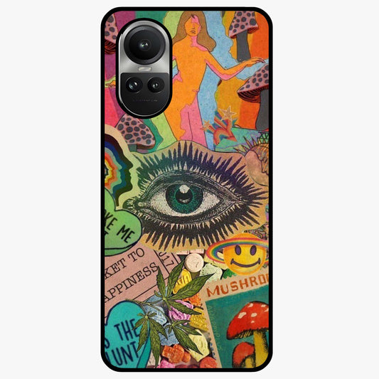 Mystic Eye Wonderland Glass Case showing flat back view with mystical eye themed artwork and glossy glass finish.