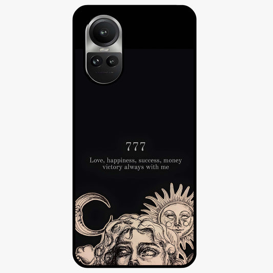 Mystic Victory Aura Glass Case showing flat back view with victory symbol artwork and glossy glass finish.