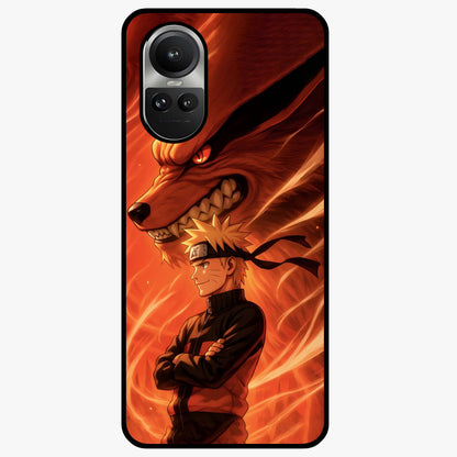 Nine Tails Legacy Glass Case showing flat back view with powerful nine-tailed fox inspired artwork and glossy glass finish.