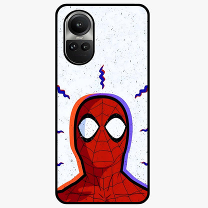 Omg Spiderman Glass Case showing flat back view with bold superhero inspired artwork and glossy glass finish.