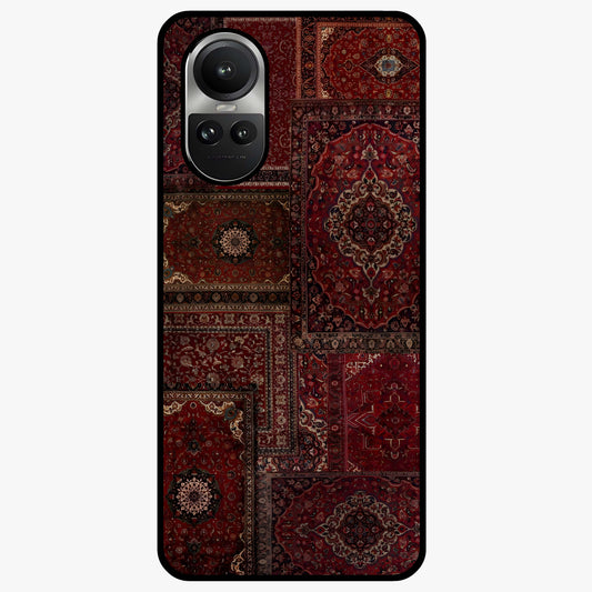 Persian Velvet Tale Glass Case showing flat back view with luxurious Persian velvet pattern artwork and glossy glass finish.