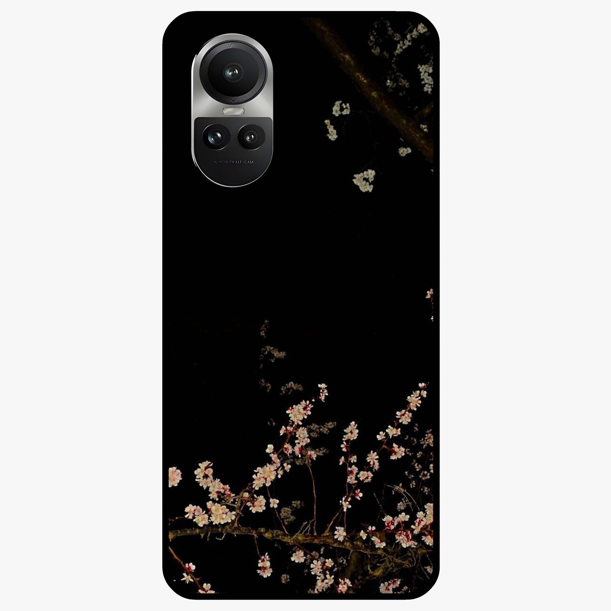 Petal Moon Light With Custom Name Glass Case showing flat back view with floral moonlight artwork and personalized name design.