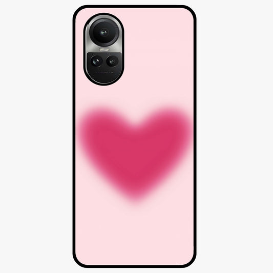 Pink Aura Heart Glass Case showing flat back view with glowing heart artwork and glossy glass finish.