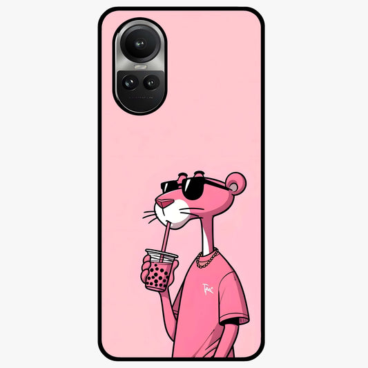 Pink Panther Glass Case showing flat back view with iconic pink panther artwork and glossy glass finish.