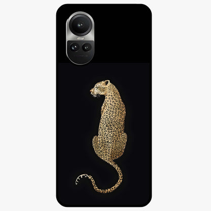 Regal Leopard Glass Case showing flat back view with bold leopard artwork and glossy glass finish.