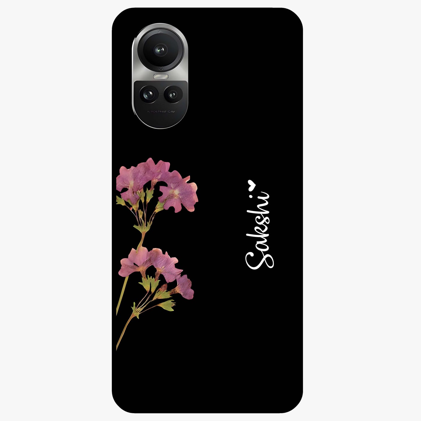 Riching Lavender Flower Custom Name Glass Case showing flat back view with lavender floral artwork and personalized name design.