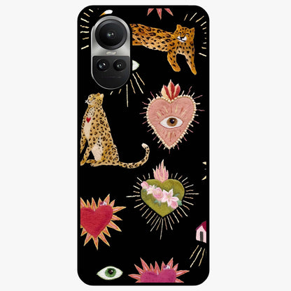 Sacred Jungle Heart Glass Case showing flat back view with jungle inspired heart artwork and glossy glass finish.