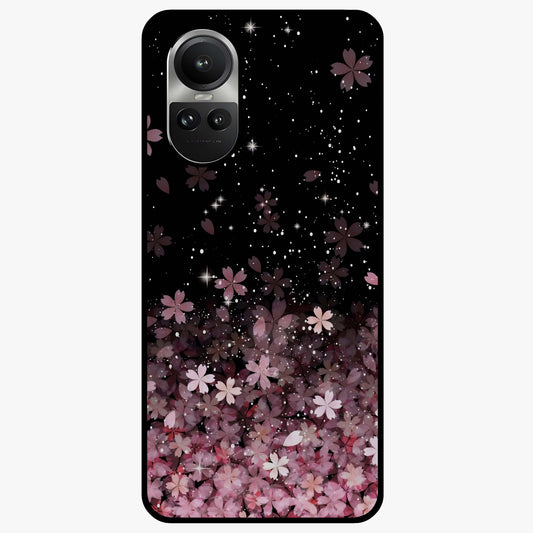 Small Starry Flowers Glass Case showing flat back view with delicate starry floral artwork and glossy glass finish.