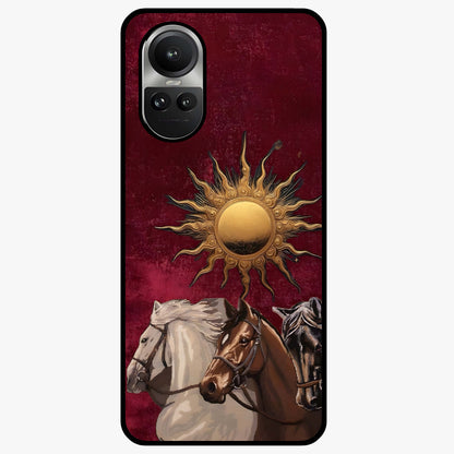 Solar Riders Glass Case showing flat back view with dynamic rider themed artwork and glossy glass finish.