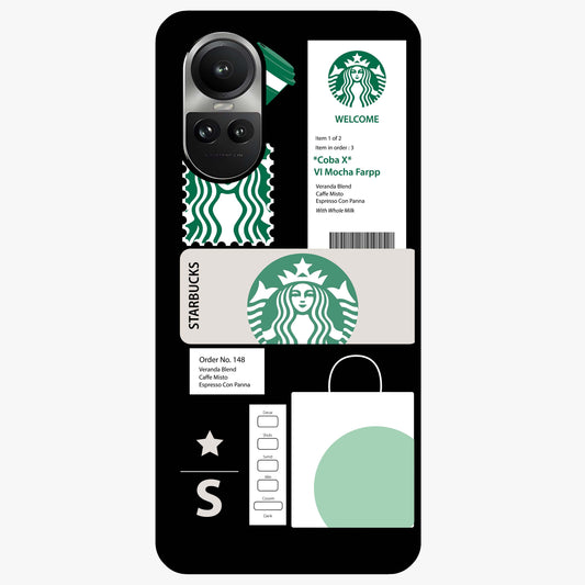 Starbucks Mocha Glass Case showing flat back view with coffee inspired artwork and glossy glass finish.