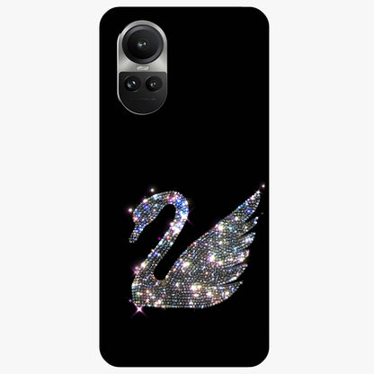 Starlit Swan Grace Glass Case showing flat back view with graceful swan artwork under starry sky and glossy glass finish.