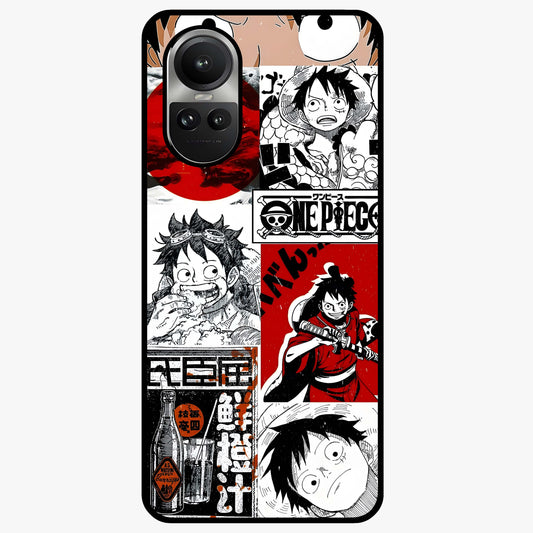 Strawhat Chaos Panels Glass Case showing flat back view with anime inspired chaos panel artwork and glossy glass finish.