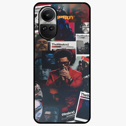 The Weeknd Glass Case showing flat back view with music inspired artistic portrait artwork and glossy glass finish.