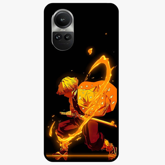 Thunder Flame Execution Glass Case showing flat back view with powerful flame and lightning artwork and glossy glass finish.