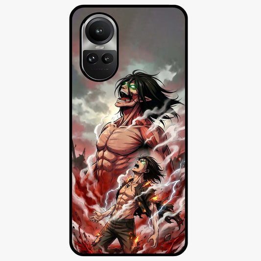 Titan Awakening Fury Glass Case showing flat back view with powerful titan inspired artwork and glossy glass finish.