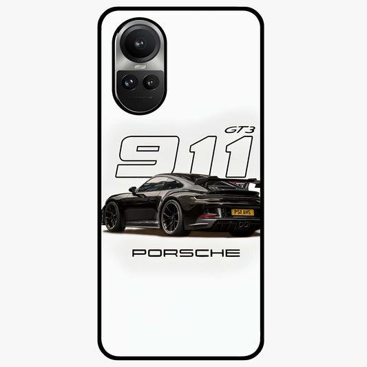 Turbo Legacy Icon Glass Case showing flat back view with iconic sports car inspired artwork and glossy glass finish.