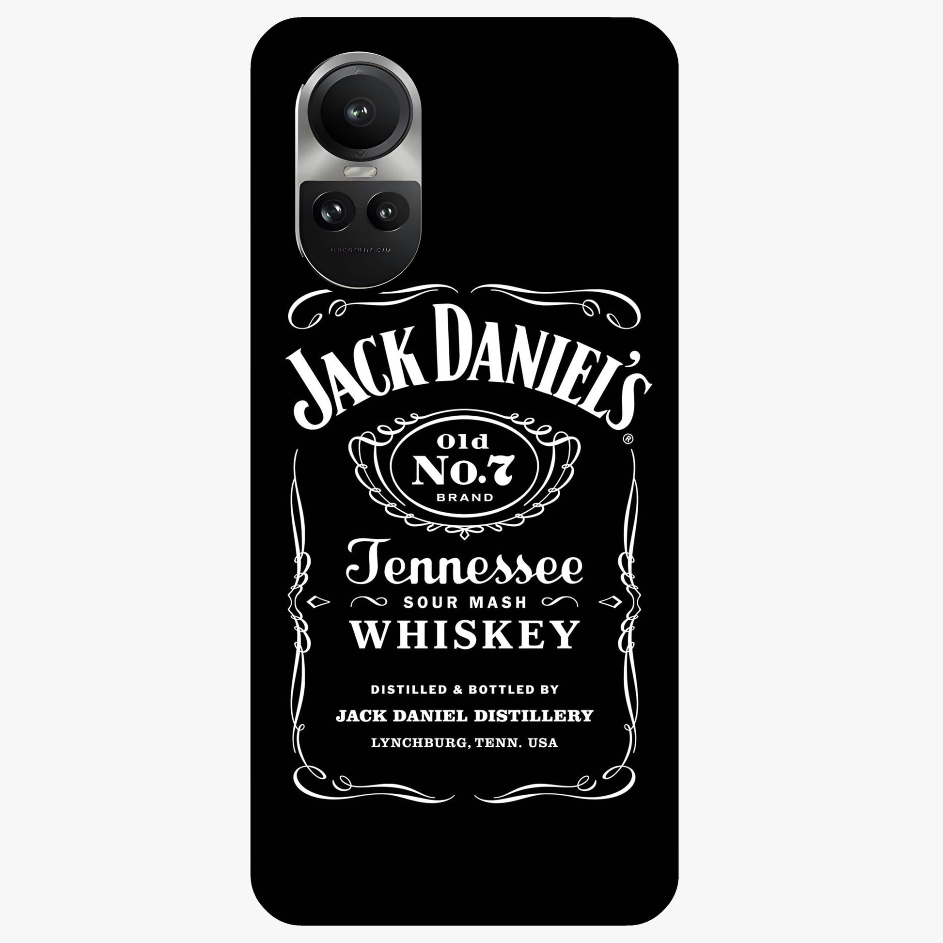 Vintage Whiskey Heritage Glass Case showing flat back view with classic whiskey inspired artwork and glossy glass finish.