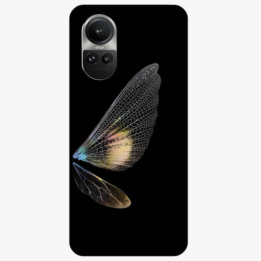 Whispers Of Wings Glass Case showing flat back view with graceful wing inspired artwork and glossy glass finish.