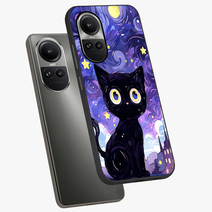 Abstract Cat Art Glass Case displayed in angled mockup highlighting modern abstract cat artwork and sleek glass surface.