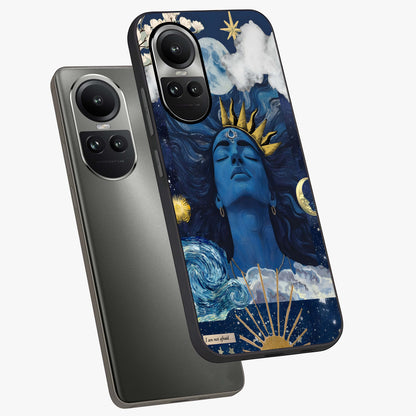 Aesthetic Lord Shiva Glass Case displayed in angled mockup highlighting spiritual Shiva illustration and sacred aesthetic design.