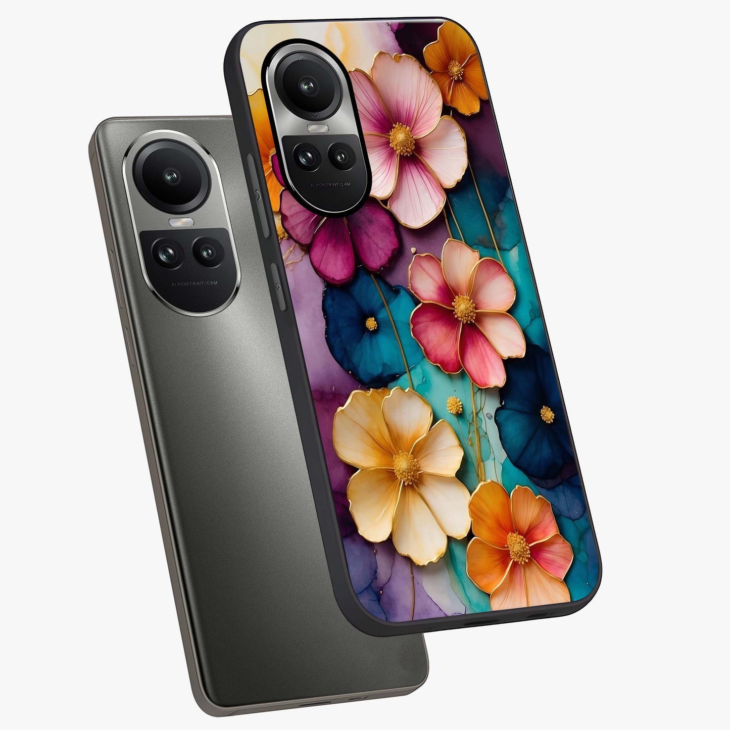 Artlyn Grace Flower Pattern Glass Case displayed in angled mockup highlighting delicate flower pattern design and smooth glass surface.