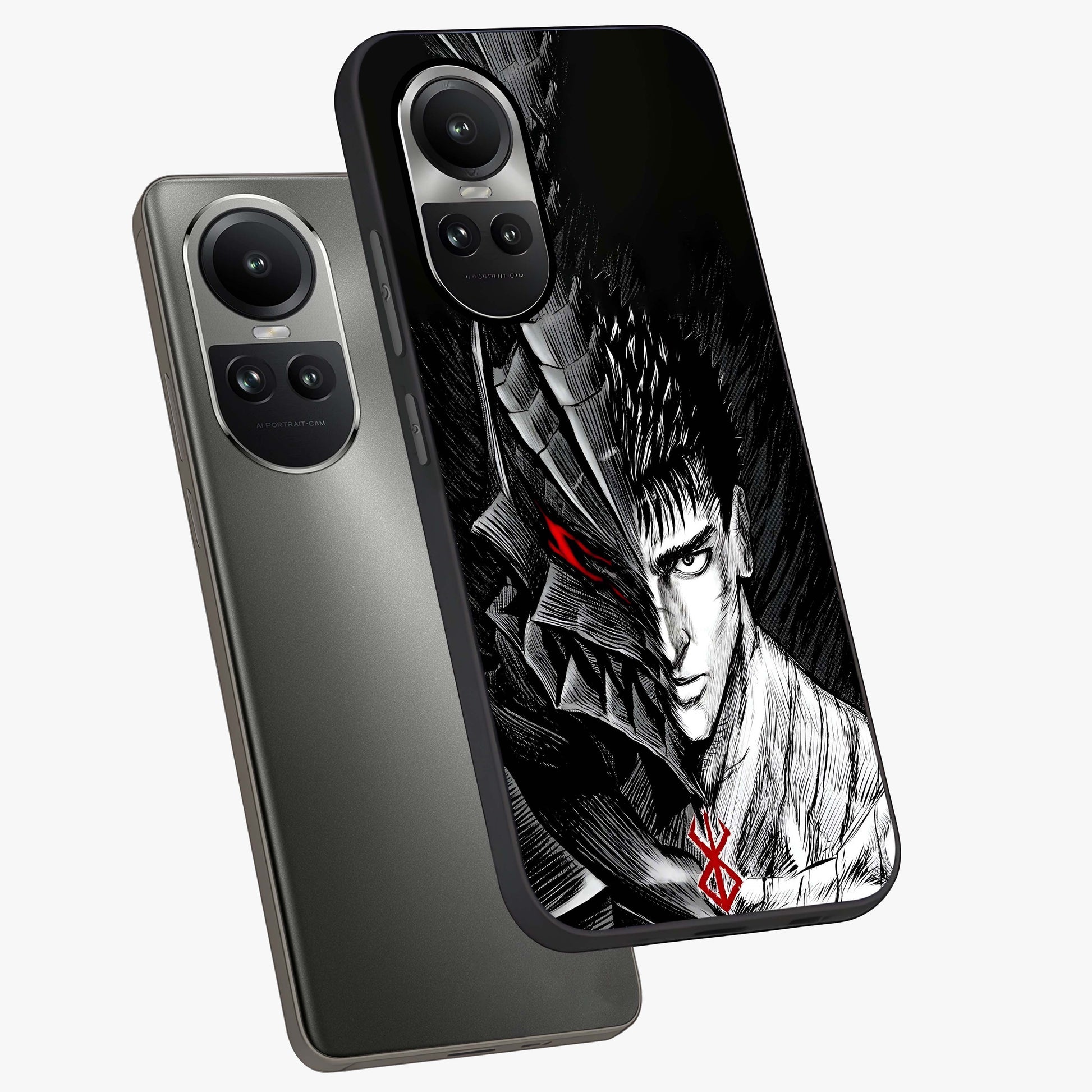 Berserker Blood Oath Glass Case displayed in angled mockup highlighting dark fantasy graphic design and powerful theme.