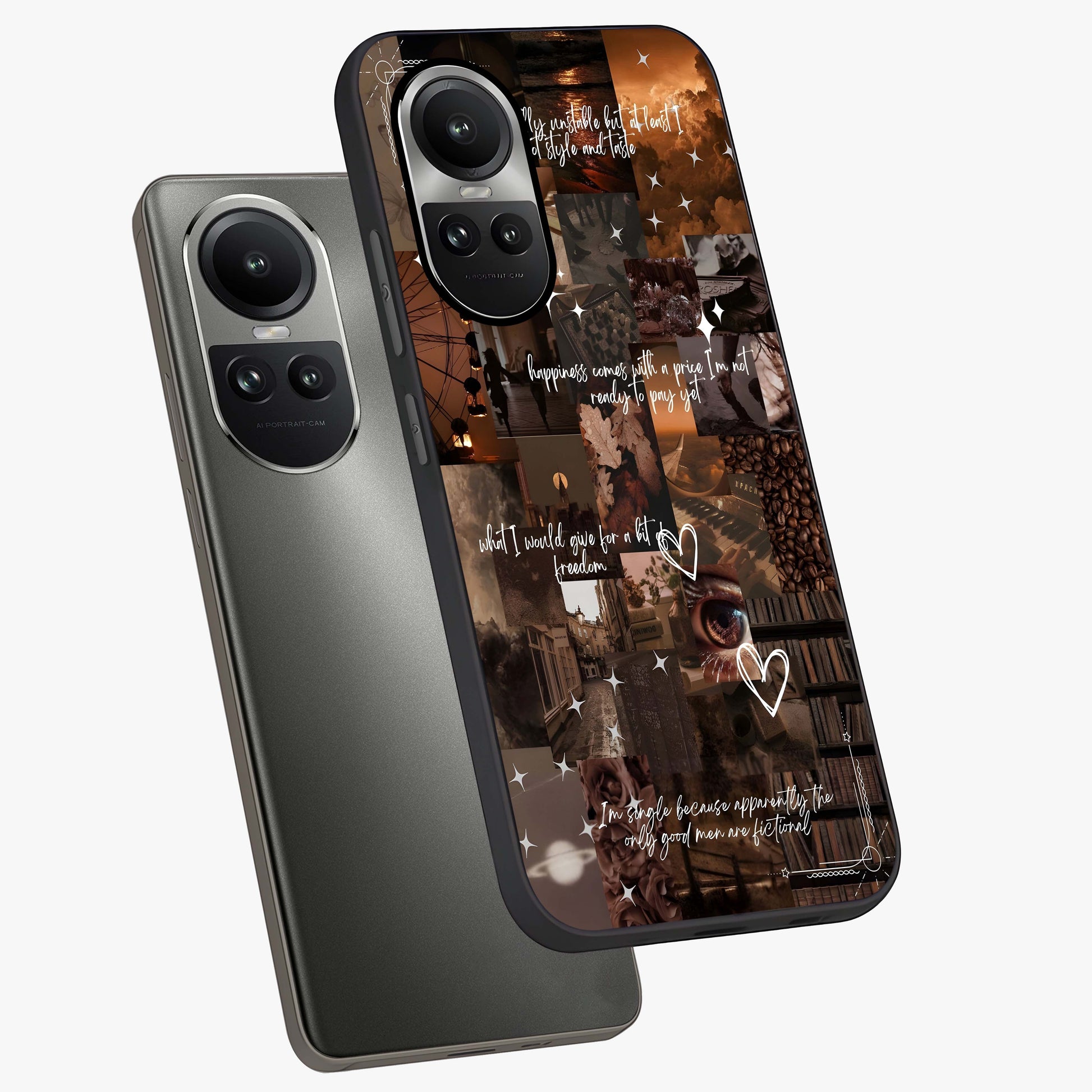 Bittersweet Aesthetic Chaos Glass Case displayed in angled mockup highlighting expressive abstract artwork and edgy aesthetic theme.