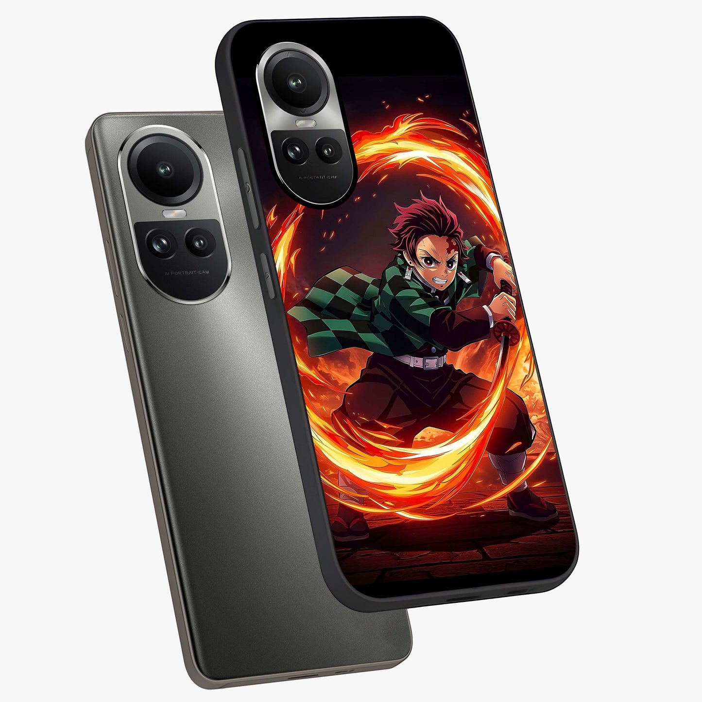 Blazing Sword Resolve Glass Case displayed in angled mockup highlighting powerful sword illustration and bold fantasy theme.