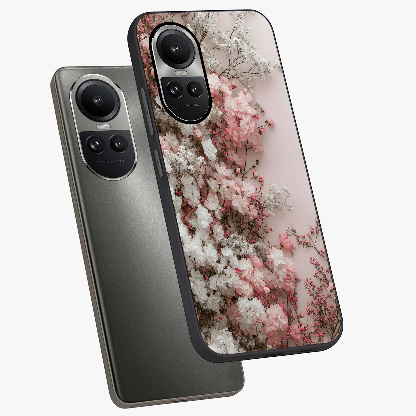 Blush Blossom Cloud Glass Case displayed in angled mockup highlighting soft cloud and blossom design with pastel aesthetic.