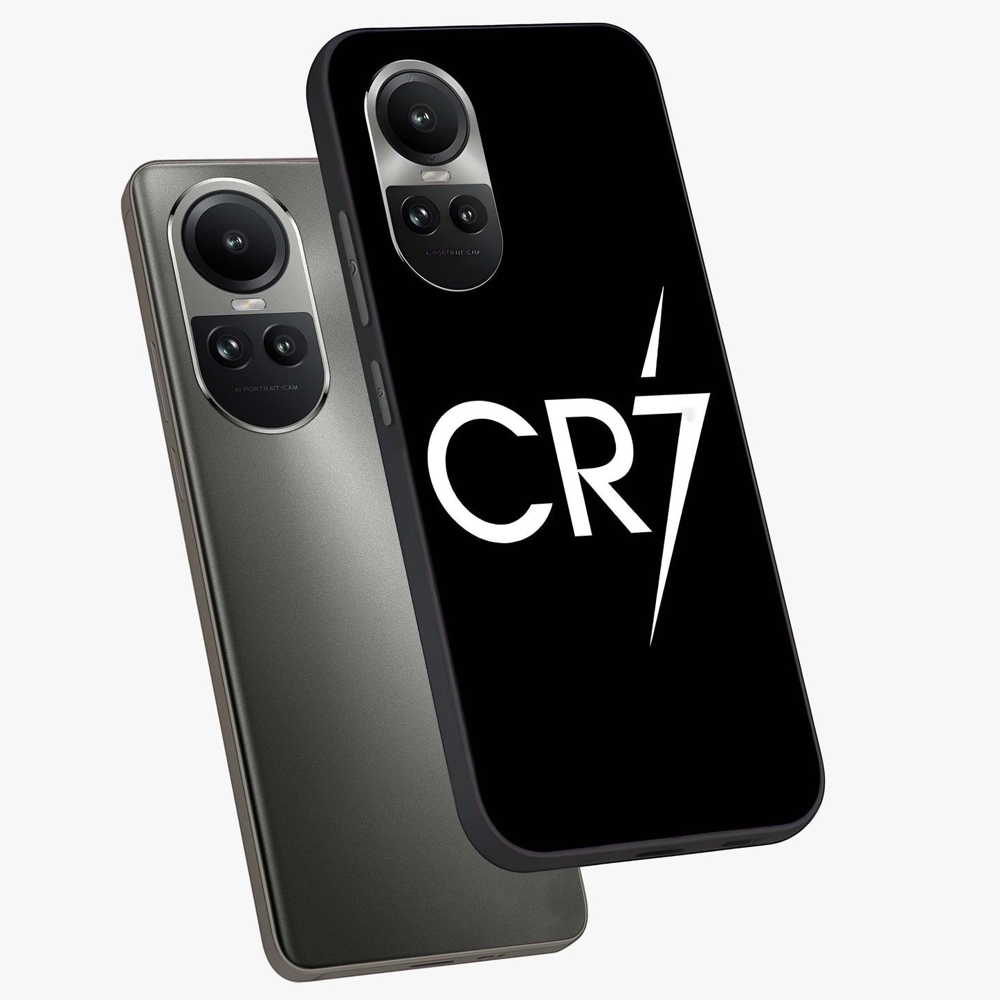 Cr7 Elite Strike Glass Case displayed in angled mockup highlighting powerful sports graphic with bold athletic theme.