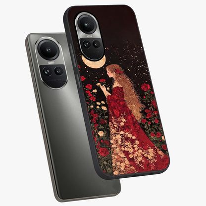 Crimson Dreams Glass Case displayed in angled mockup highlighting soft crimson aesthetic design with artistic theme.