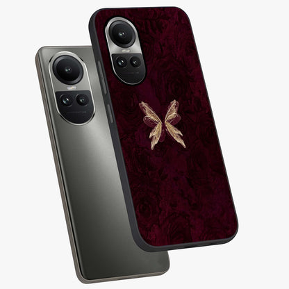 Crimson Fade Butterfly Glass Case displayed in angled mockup highlighting elegant butterfly design with crimson gradient aesthetic.
