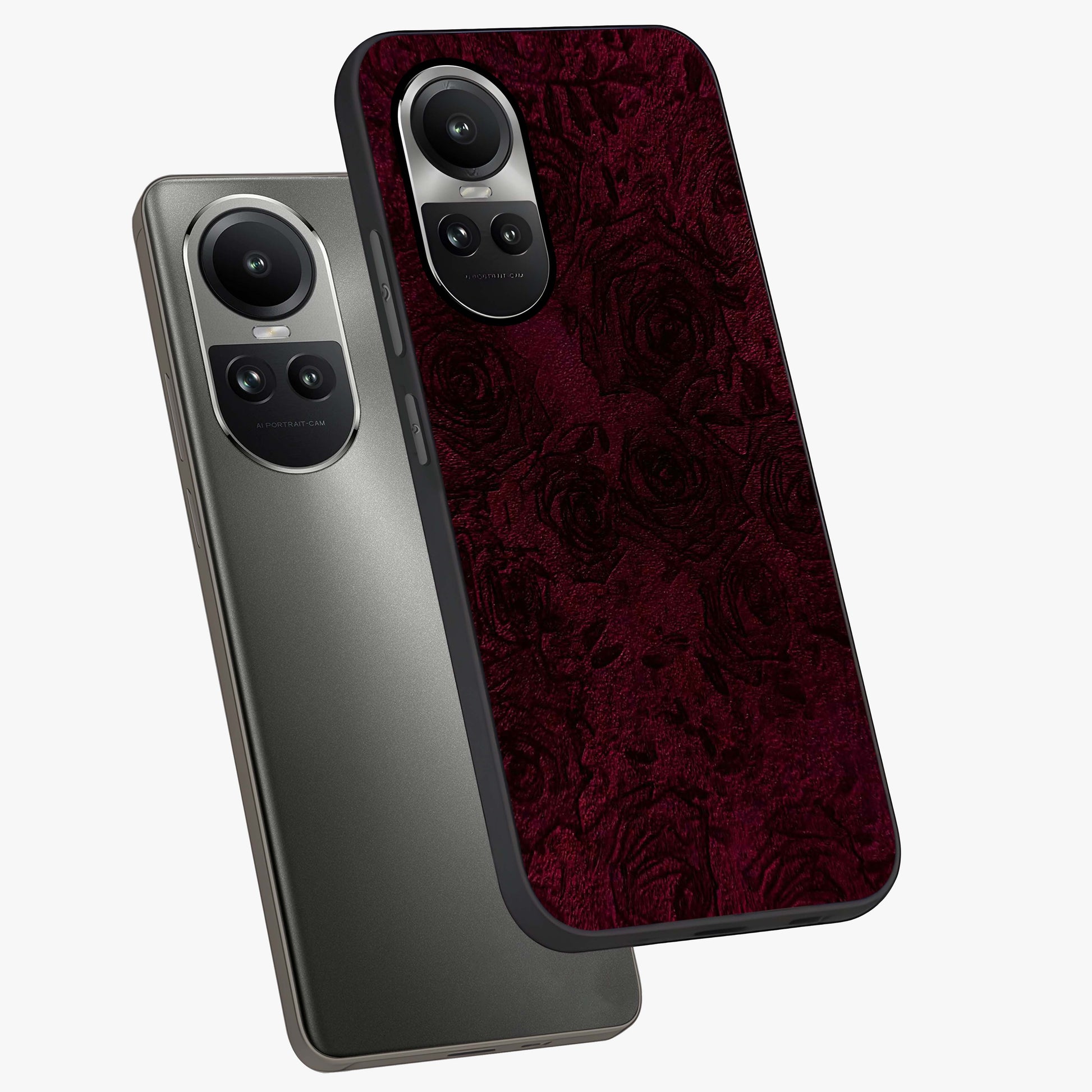 Crimson Fade Flow Glass Case displayed in angled mockup highlighting smooth gradient design with modern aesthetic style.