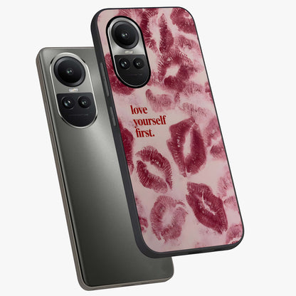 Crimson Kiss Love Glass Case displayed in angled mockup highlighting bold love inspired design with modern aesthetic style.