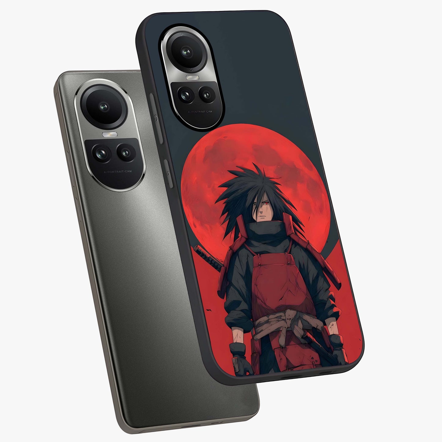 Crimson Moon Warlord Glass Case displayed in angled mockup highlighting dramatic crimson moon design with fantasy aesthetic.